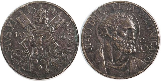 1934 Vatican 10 Centesimi